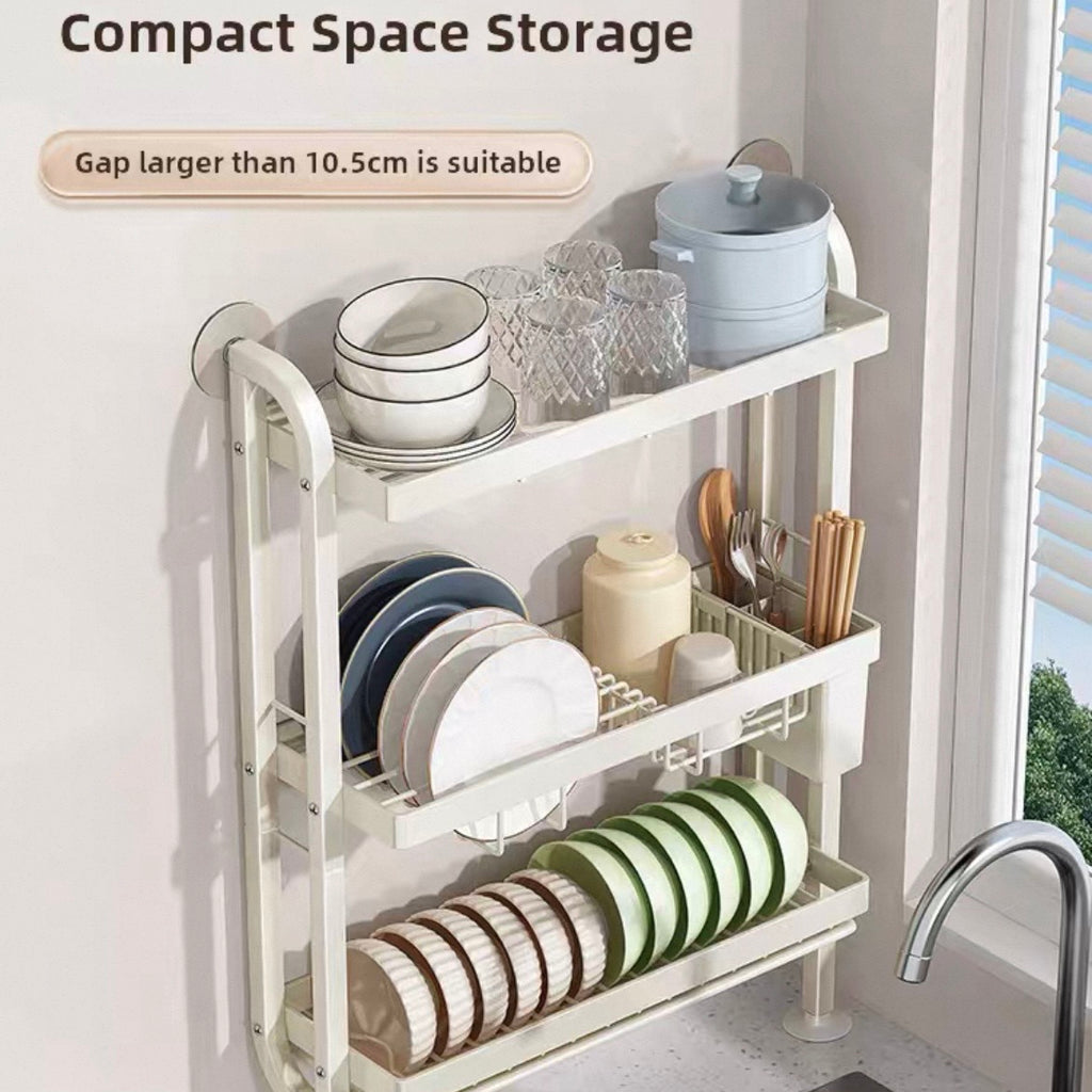 No-Drill Wall-Mounted Kitchen Sink Organizer Rack – Dish Drainer, Bowl & Plate Storage for US Homes
