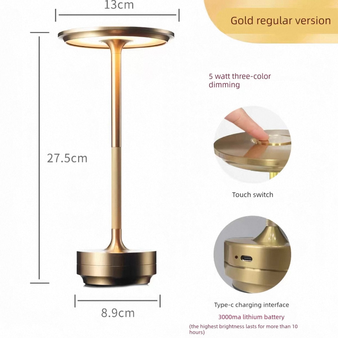 Modern Cordless LED Table Lamp for Cafe, Bar & Outdoor Use