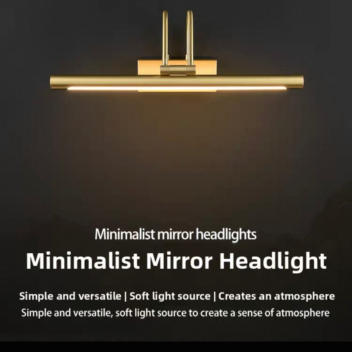 Premium All-Copper LED Mirror Front Light | Sleek No-Drill Wall Vanity Fixture