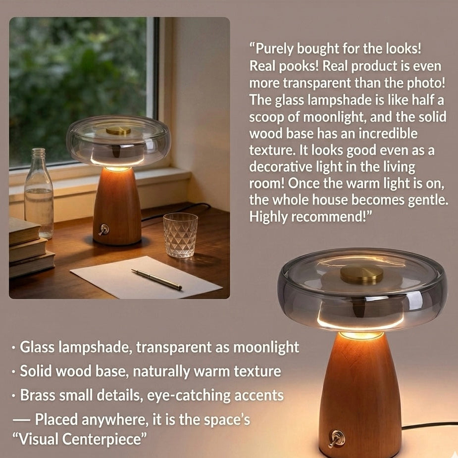 Mid-Century Vintage Table Lamp – Luxury Bedside & Living Room Atmosphere Light