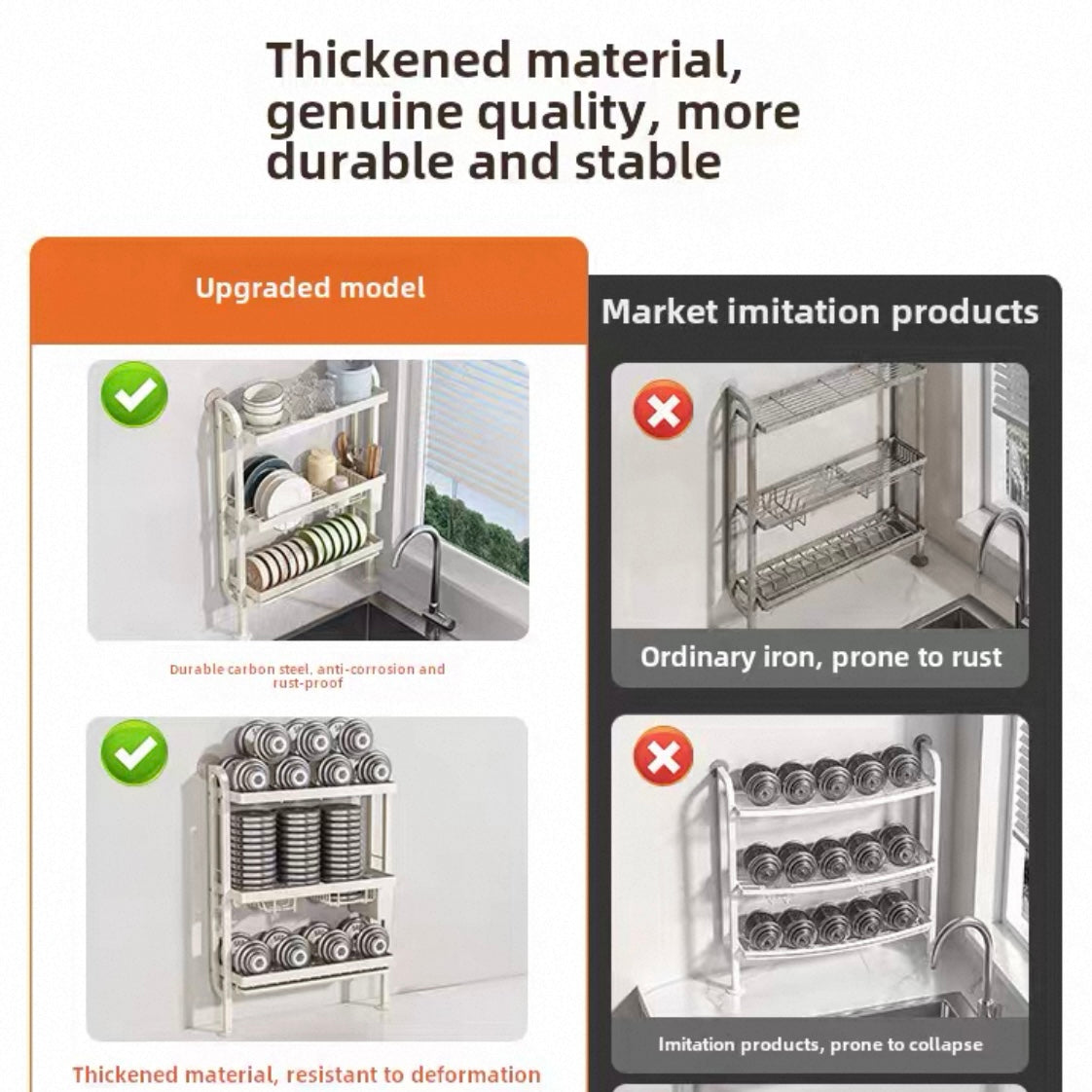 No-Drill Wall-Mounted Kitchen Sink Organizer Rack – Dish Drainer, Bowl & Plate Storage for US Homes