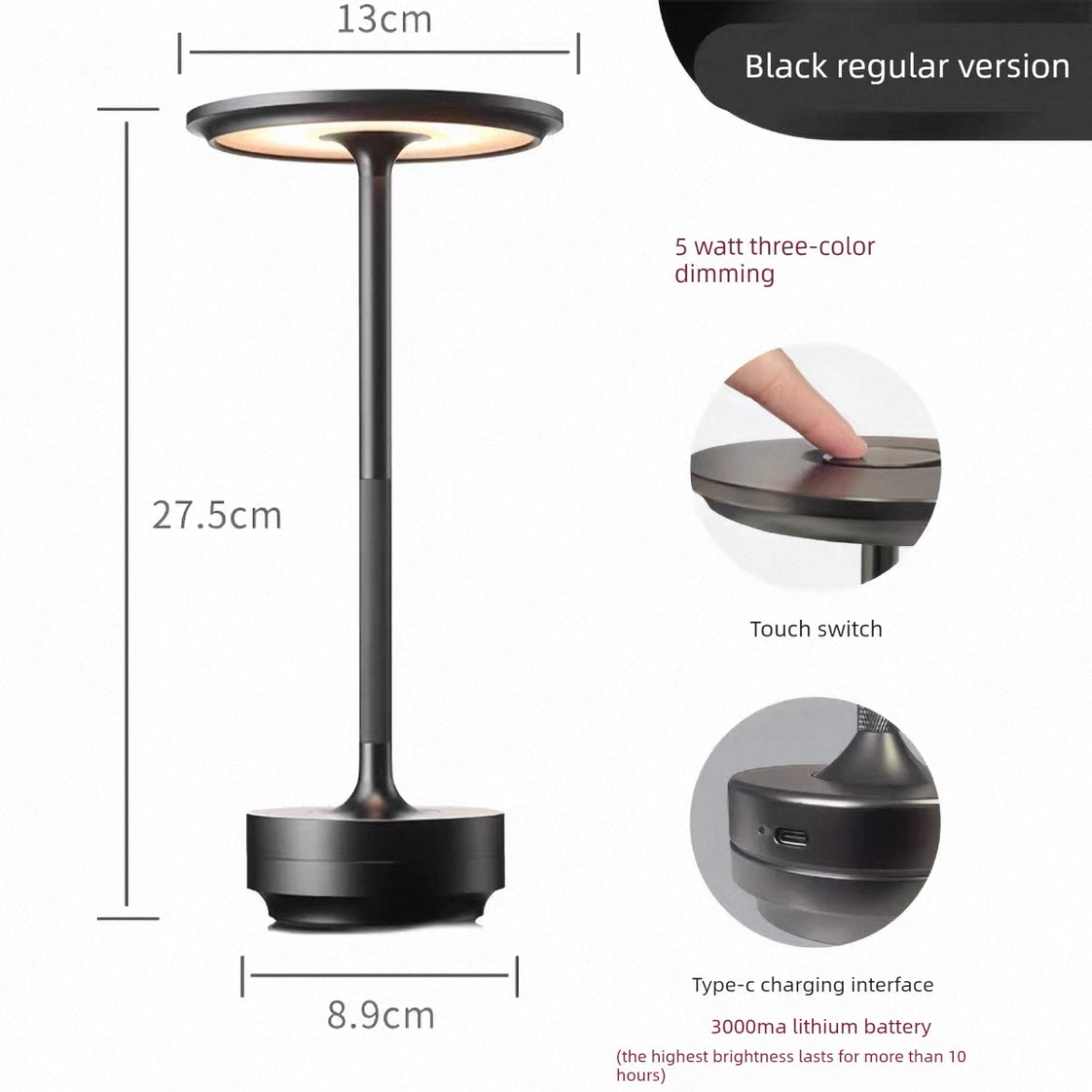 Modern Cordless LED Table Lamp for Cafe, Bar & Outdoor Use