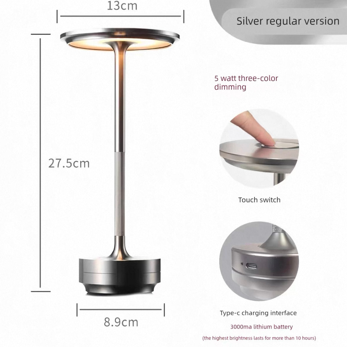 Modern Cordless LED Table Lamp for Cafe, Bar & Outdoor Use