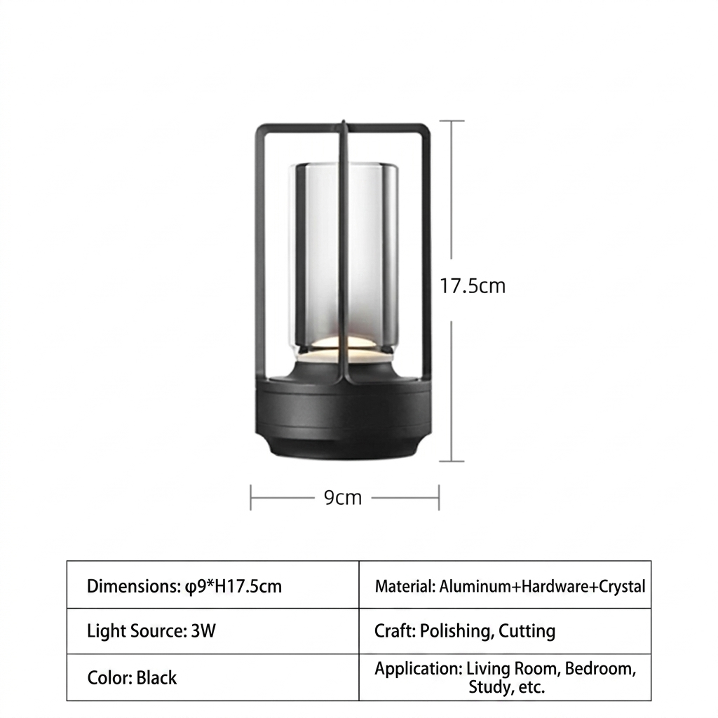 Modern Cordless LED Table Lamp for Cafe, Bar & Outdoor Use