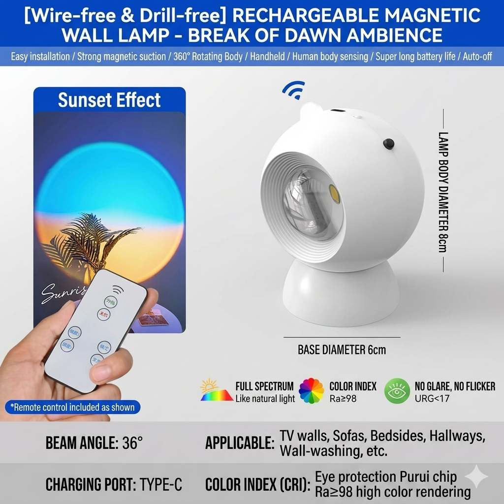 Magnetic LED Wall Lamps: Remote-Control Bedroom & Emergency Lighting