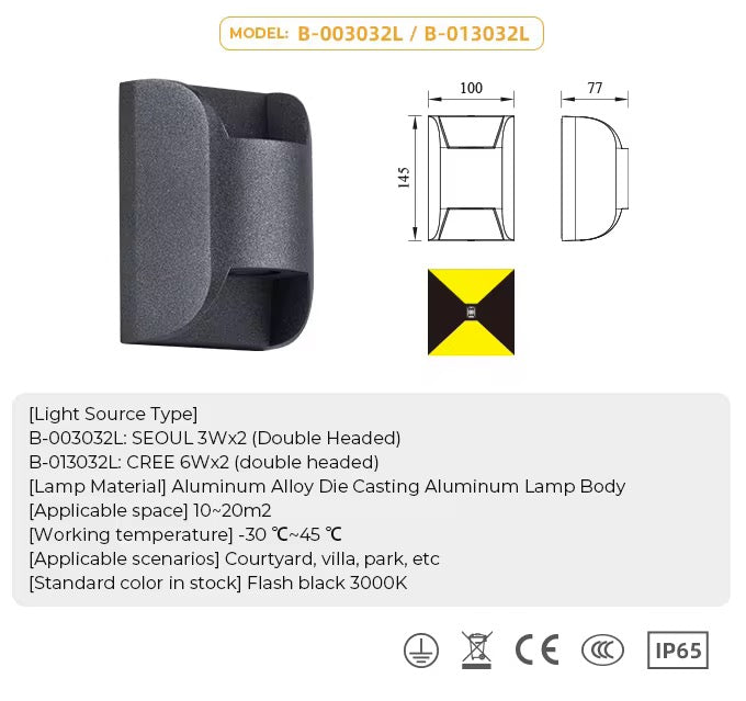 Modern Matte Black Waterproof Outdoor LED Wall Sconce – Durable IP65 Porch Light