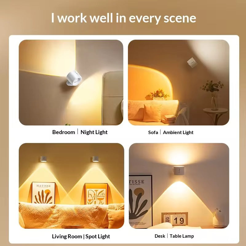 Magnetic Rechargeable LED Wall Lamp with Remote & 360° Rotation