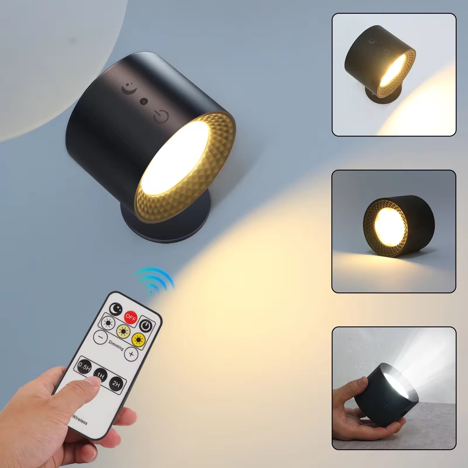 Magnetic Rechargeable LED Wall Lamp with Remote & 360° Rotation