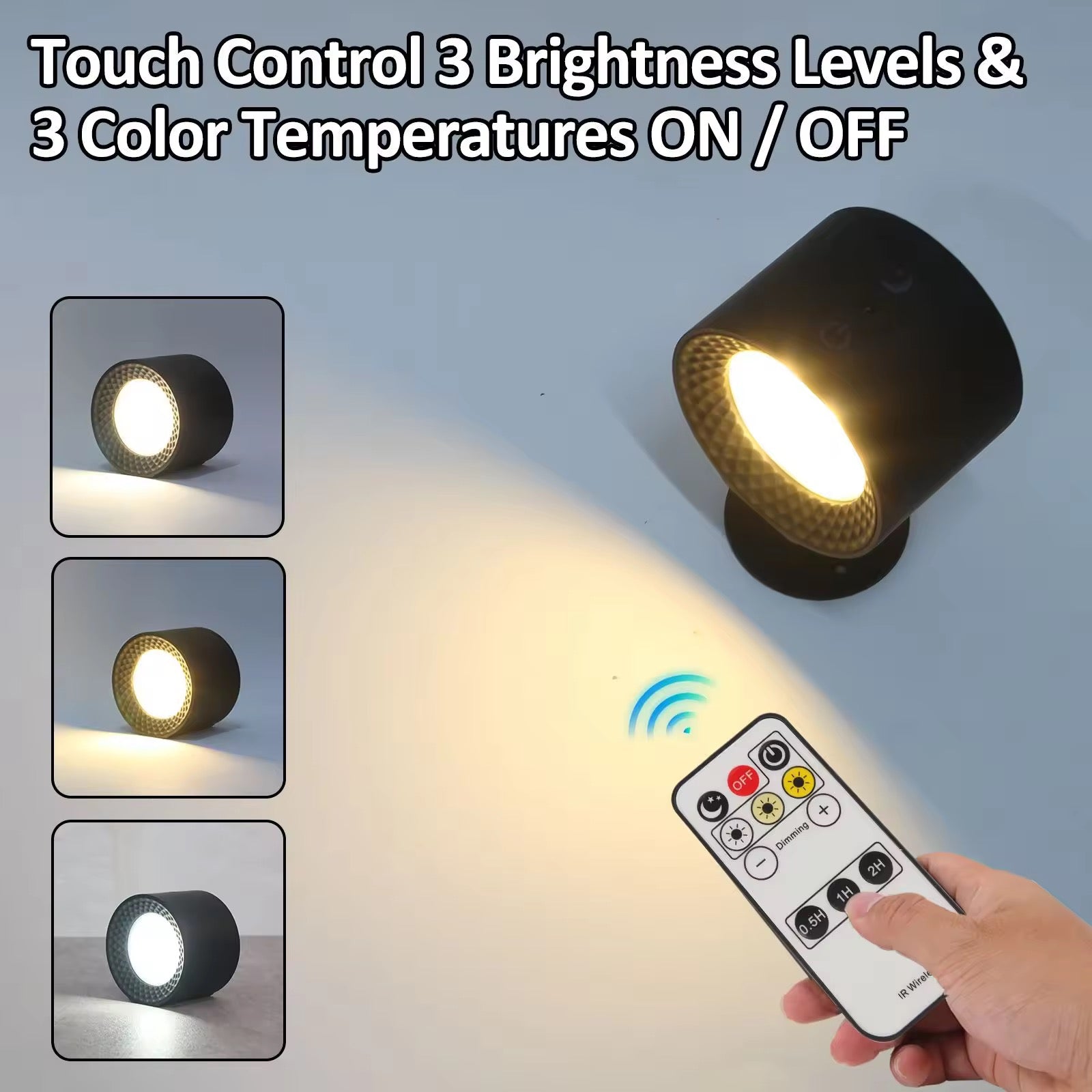 Magnetic Rechargeable LED Wall Lamp with Remote & 360° Rotation